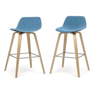 Randolph 28&quotBentwood Counter/Bar Height Stool (2Pcs) in Blue Polyester linen