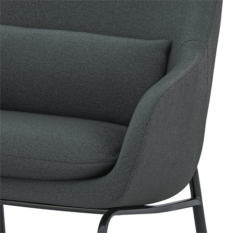 Elmont 30 inch Wide Mid Century Modern Accent Chair in Steel Gray Linen fabric