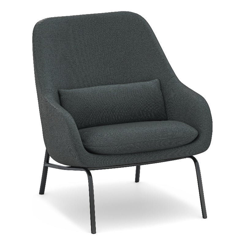 Elmont 30 inch Wide Mid Century Modern Accent Chair in Steel Gray Linen fabric