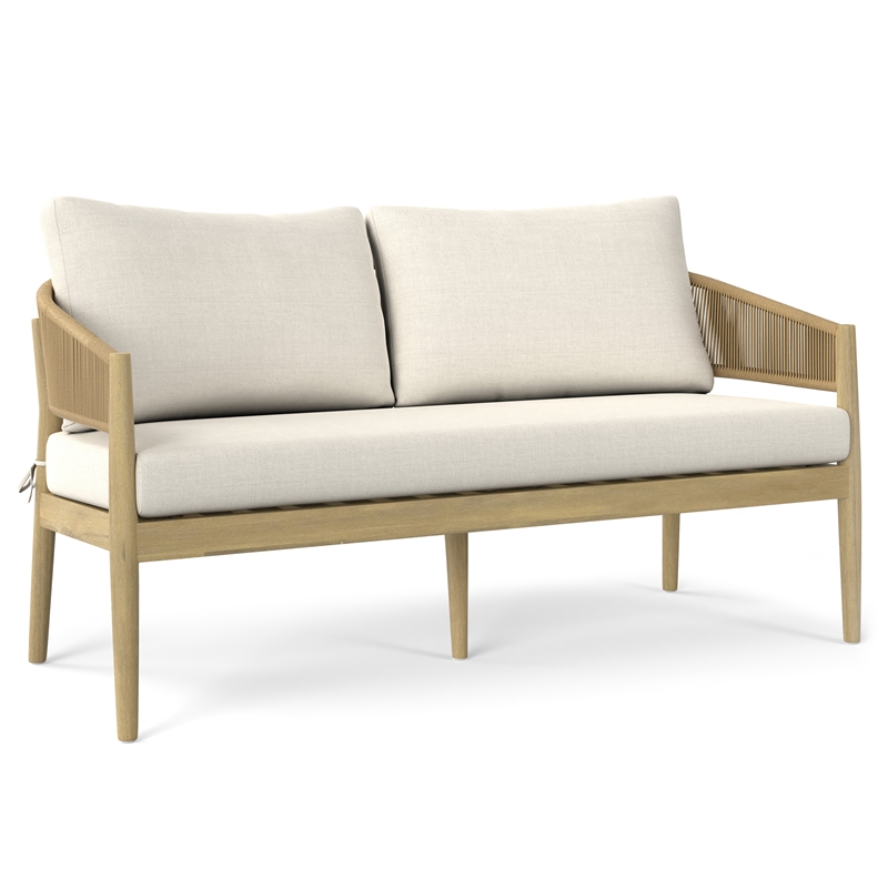 Bayshore Contemporary 4Pcs Outdoor Conversation Set in Natural Polyester Fabric