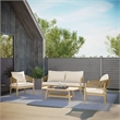 Bayshore Contemporary 4Pcs Outdoor Conversation Set in Natural Polyester Fabric