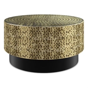 Montrose Modern 30&quot WD Metal Metal Coffee Table in Antique Gold /Black