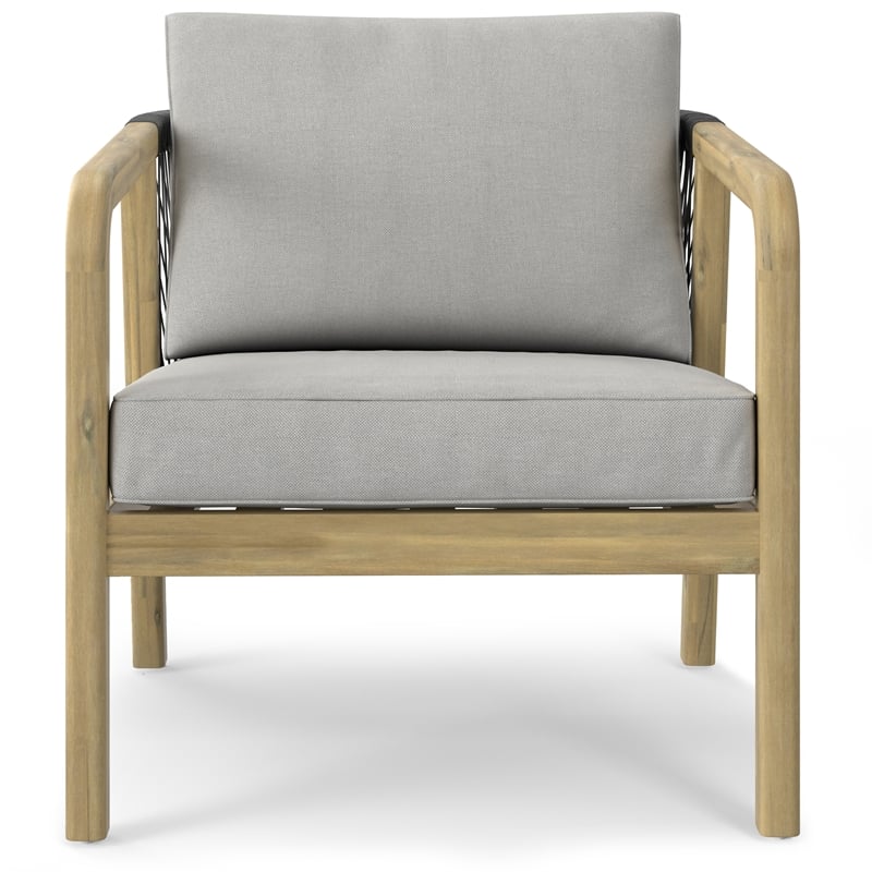Palmetto Contemporary 4 Piece Outdoor Conversation Set in Gray Polyester Fabric