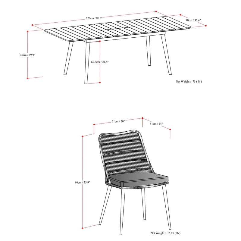 Beachside Contemporary 7 Piece Outdoor Dining Set in Gray