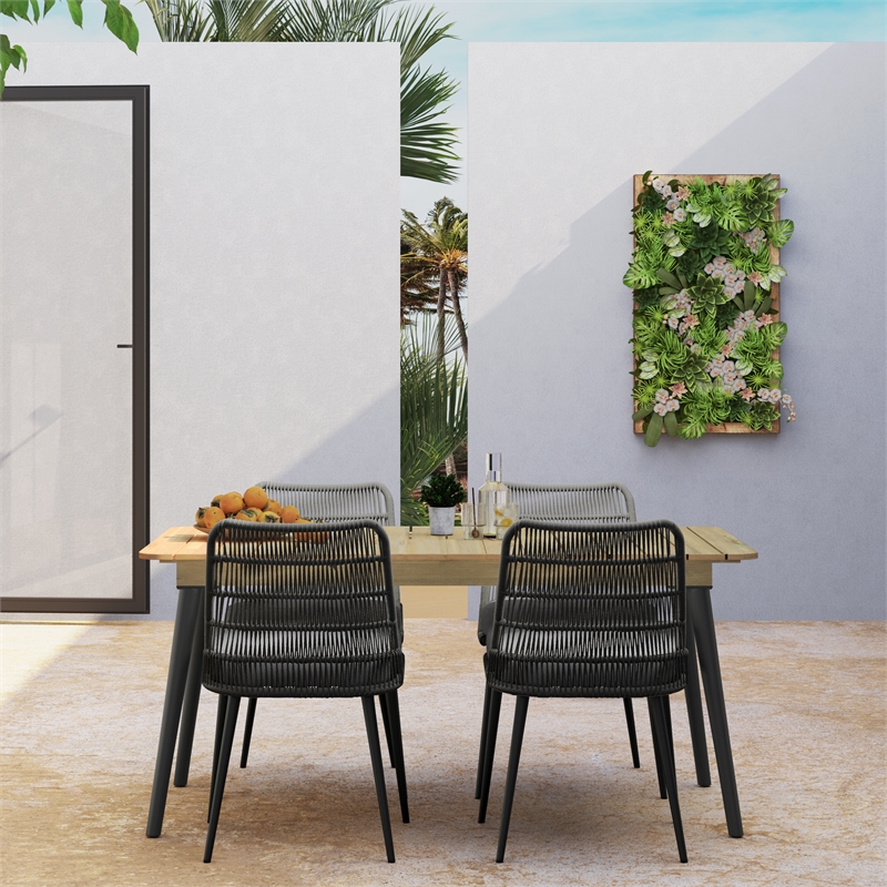 Beachside Contemporary 5 Piece Outdoor Dining Set in Gray
