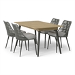 Beachside Contemporary 5 Piece Outdoor Dining Set in Gray