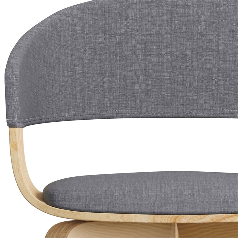 Lowell Modern Bentwood Dining Chair with Light Wood in Gray Polyester linen