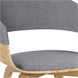 Lowell Modern Bentwood Dining Chair with Light Wood in Gray Polyester linen