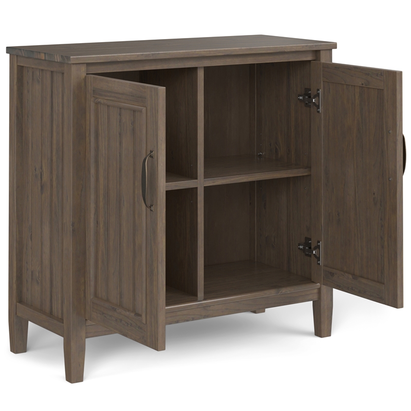 Lev SOLID WOOD 32 inch Wide Contemporary Low Storage Cabinet in Smoky Brown