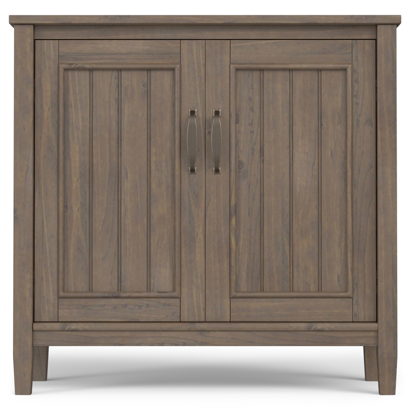 Lev SOLID WOOD 32 inch Wide Contemporary Low Storage Cabinet in Smoky Brown