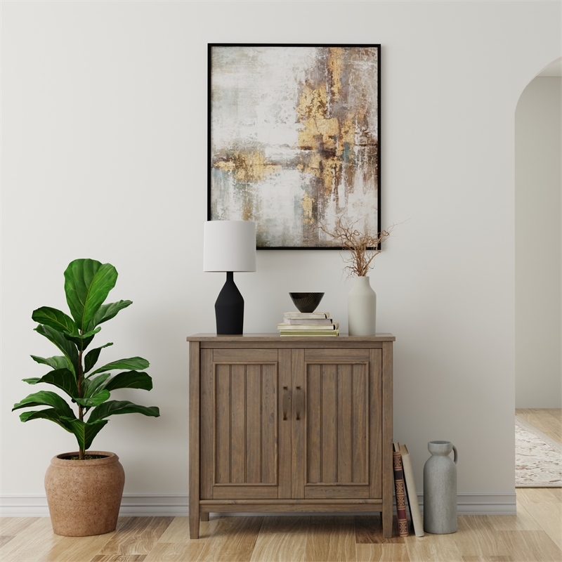 Lev SOLID WOOD 32 inch Wide Contemporary Low Storage Cabinet in Smoky Brown