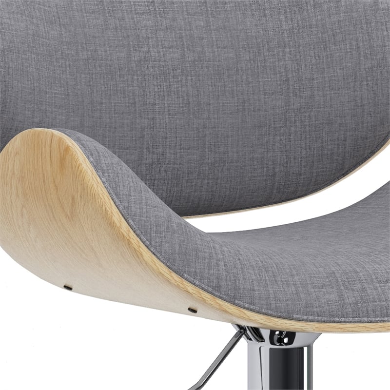 Marana Modern Bentwood Gas Lift Bar Stool with Light wood in Gray Polyester