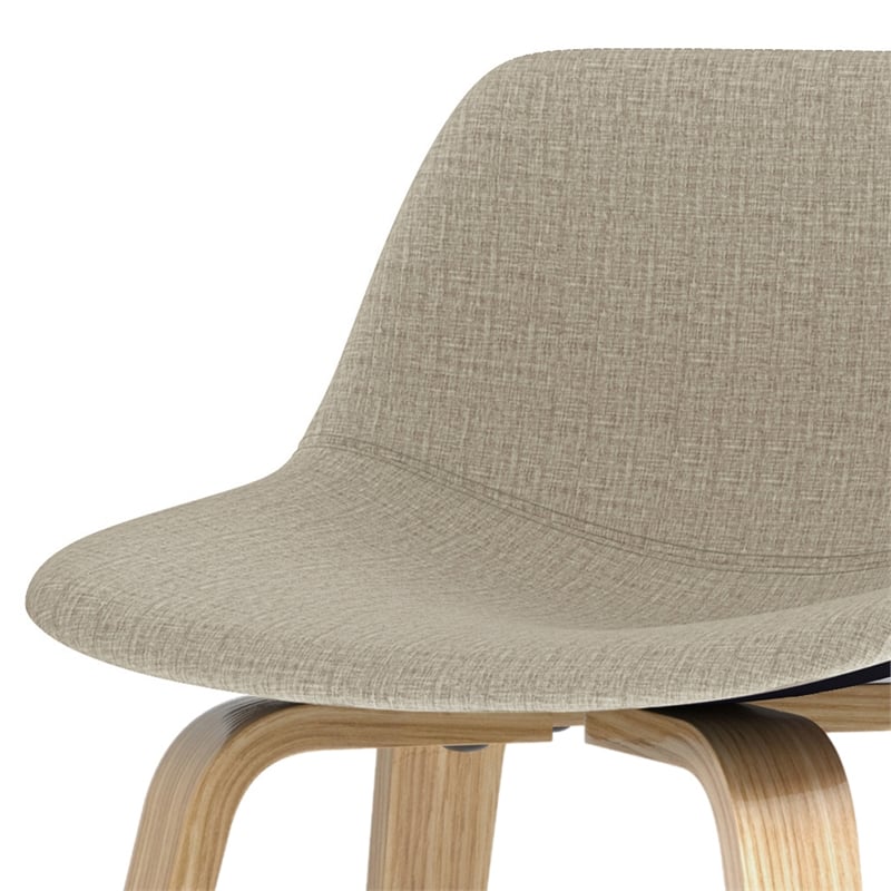 Randolph 28 inch Seat Height Mid Century Modern Bentwood Counter/Bar Height Stool in Natural Polyeseter Linen Fabric (Set of 2)