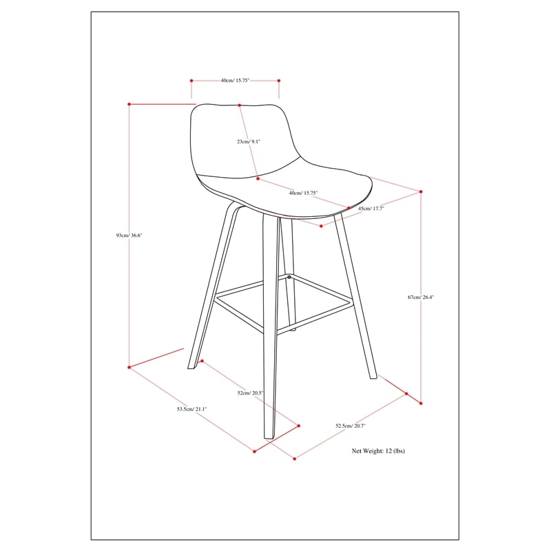 Randolph 28 inch Seat Height Mid Century Modern Bentwood Counter/Bar Height Stool in Natural Polyeseter Linen Fabric (Set of 2)