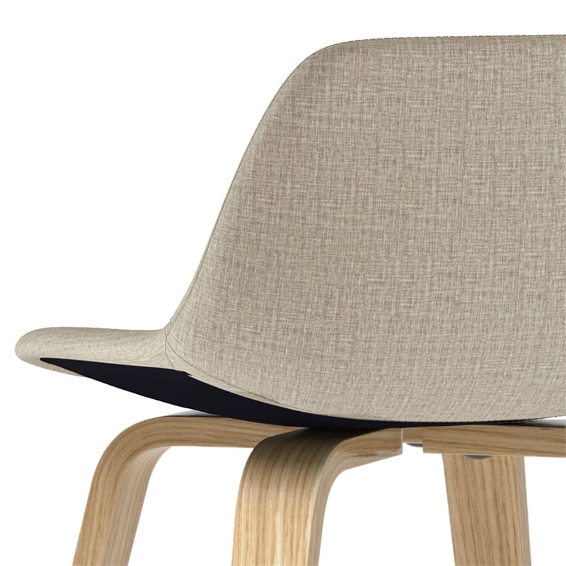 Randolph 28 inch Seat Height Mid Century Modern Bentwood Counter/Bar Height Stool in Natural Polyeseter Linen Fabric (Set of 2)