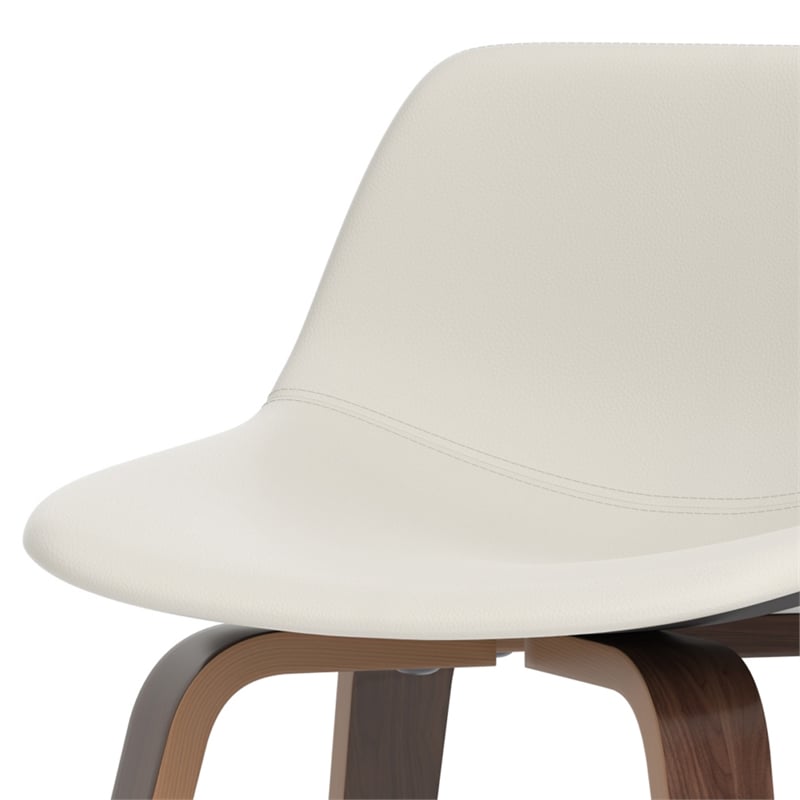Randolph 28 inch Seat Height Mid Century Modern Bentwood Counter/Bar Height Stool in Cream PU Leather (Set of 2)