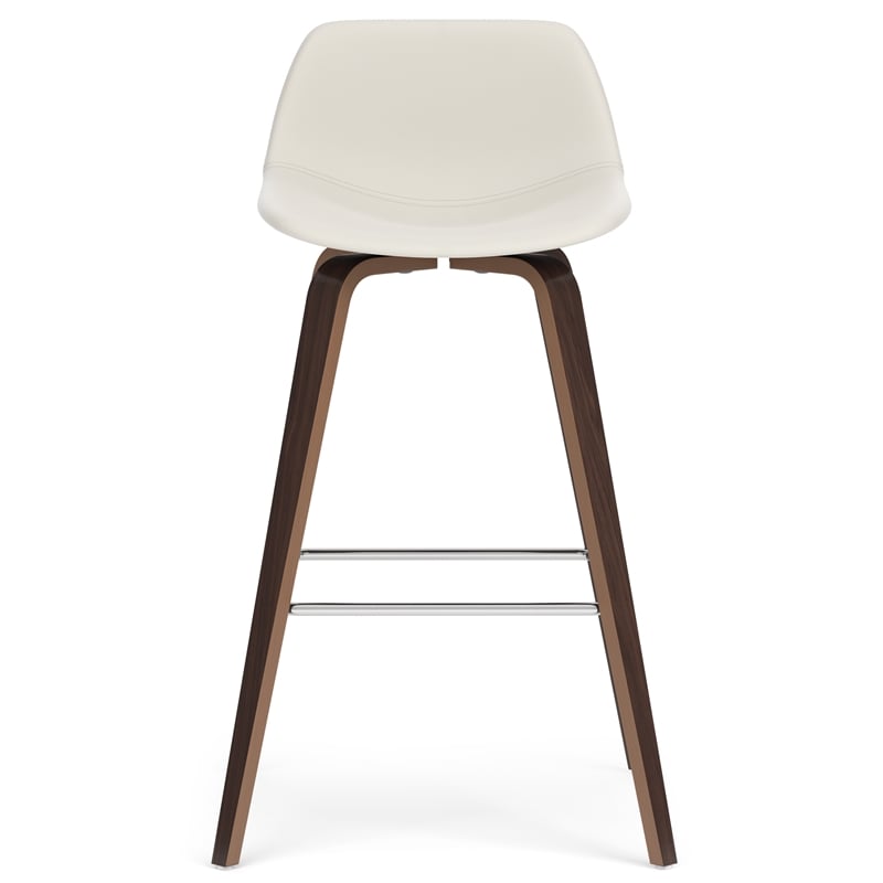 Randolph 28 inch Seat Height Mid Century Modern Bentwood Counter/Bar Height Stool in Cream PU Leather (Set of 2)