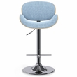 Marana Modern Bentwood Gas Lift Bar Stool with Light wood in Blue Polyester