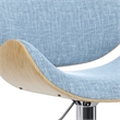 Marana Modern Bentwood Gas Lift Bar Stool with Light wood in Blue Polyester