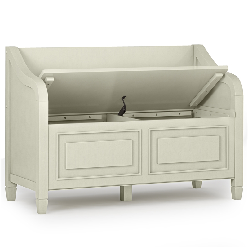 Connaught SOLID WOOD 42 inch Wide Entryway Storage Bench in Antique White