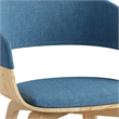 Lowell Modern Bentwood Dining Chair with Light Wood in Blue Polyester linen