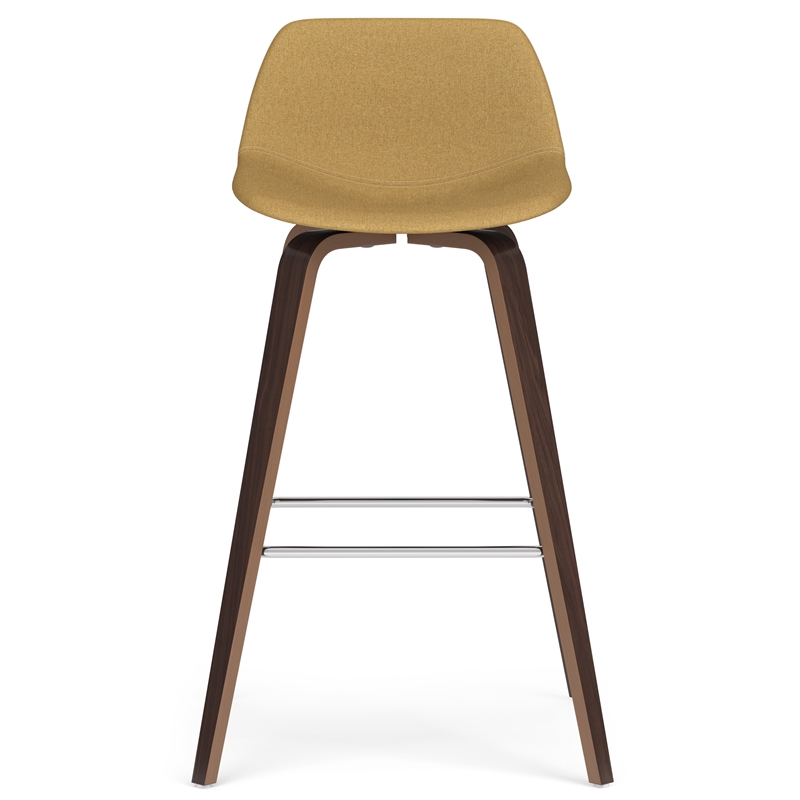 Randolph 28 inch Seat Height Mid Century Modern Bentwood Counter/Bar Height Stool in Dijon Yellow Polyester Linen (Set of 2)