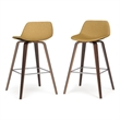 Randolph 28 inch Seat Height Mid Century Modern Bentwood Counter/Bar Height Stool in Dijon Yellow Polyester Linen (Set of 2)