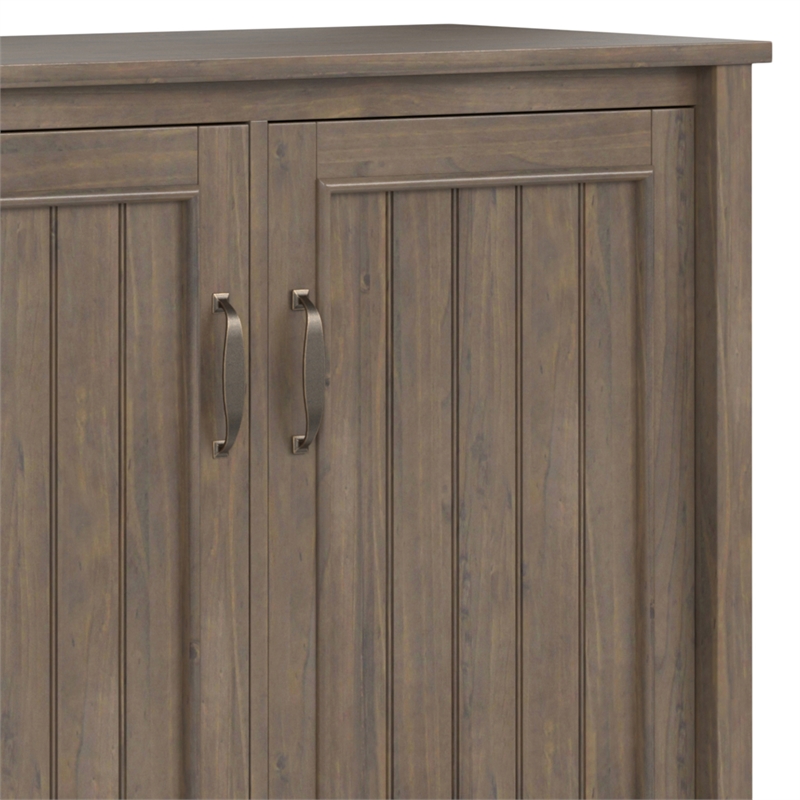 Lev SOLID WOOD 60 inch Wide Contemporary Wide Storage Cabinet in Smoky Brown