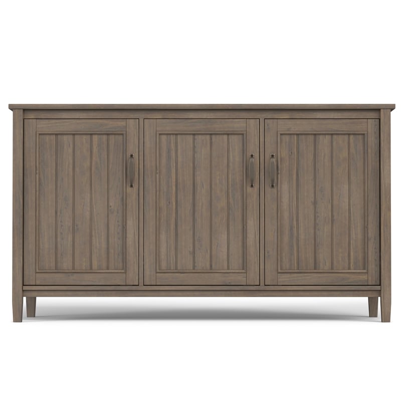 Lev SOLID WOOD 60 inch Wide Contemporary Wide Storage Cabinet in Smoky Brown