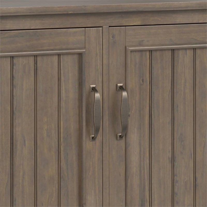 Lev SOLID WOOD 60 inch Wide Contemporary Wide Storage Cabinet in Smoky Brown