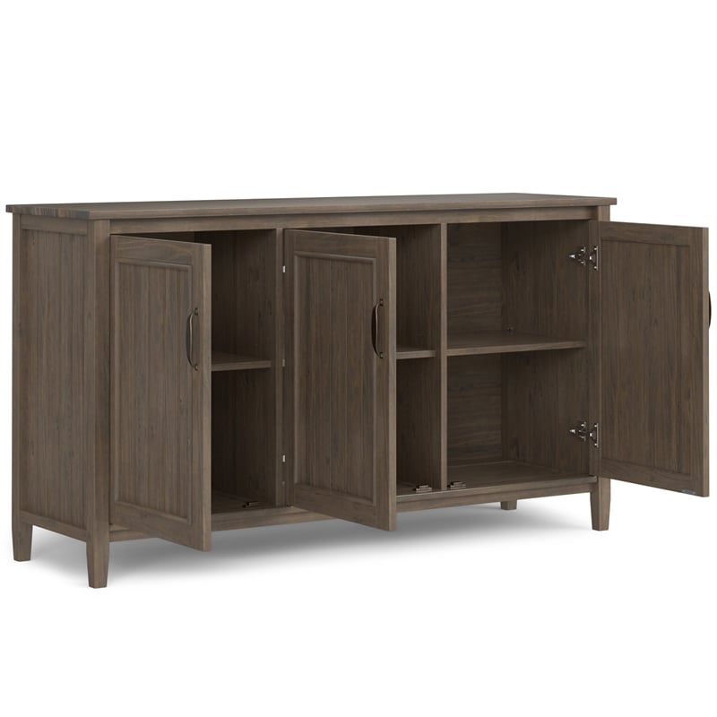 Lev SOLID WOOD 60 inch Wide Contemporary Wide Storage Cabinet in Smoky Brown