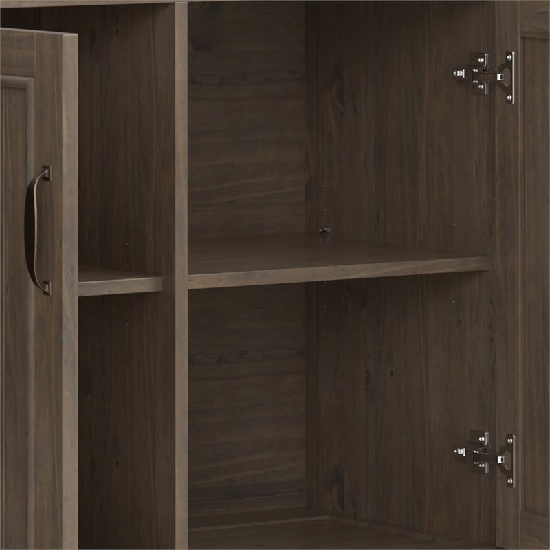 Lev SOLID WOOD 60 inch Wide Contemporary Wide Storage Cabinet in Smoky Brown
