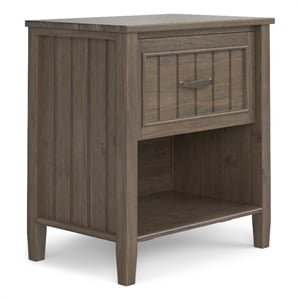 Lev SOLID WOOD 24&quot Wide Transitional Bedside Nightstand Table in Smoky Brown