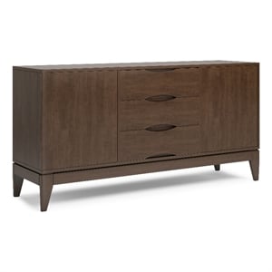Harper 60 inch Wide Solid Hardwood Mid-Century Sideboard Buffet in Walnut Brown