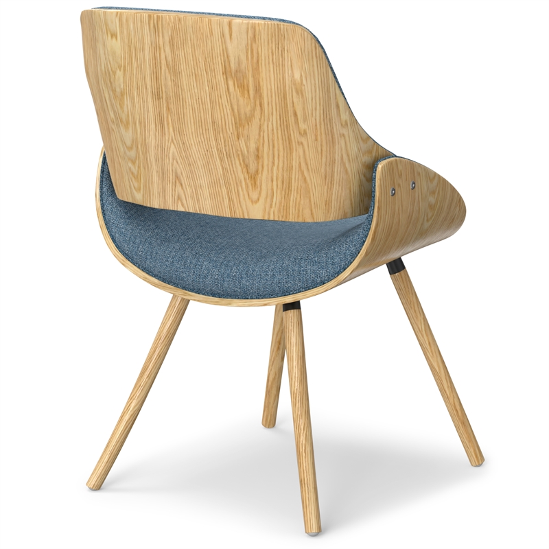 Malden Modern Bentwood Dining Chair with LightWood in Blue Polyester linen