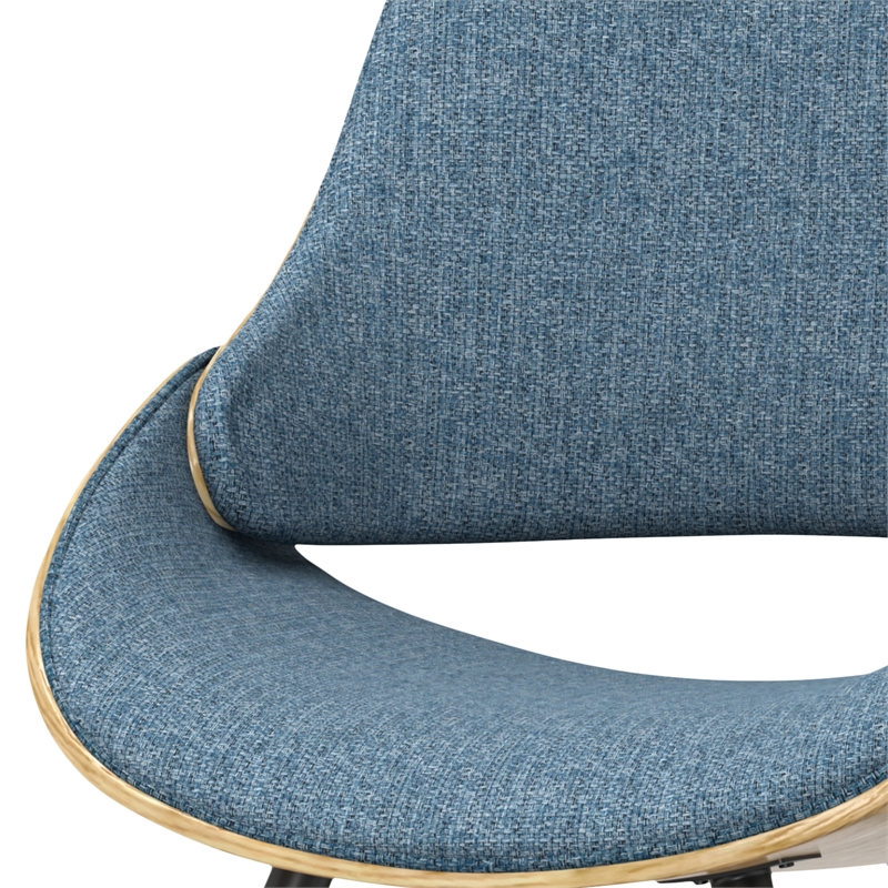 Malden Modern Bentwood Dining Chair with LightWood in Blue Polyester linen
