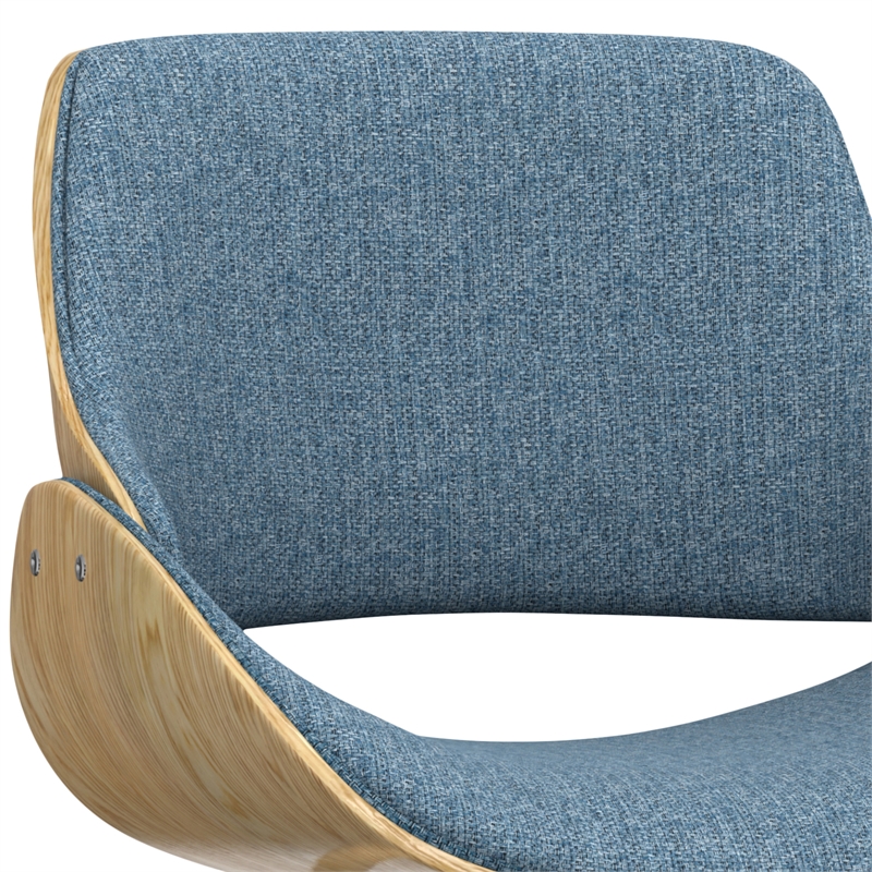 Malden Modern Bentwood Dining Chair with LightWood in Blue Polyester linen