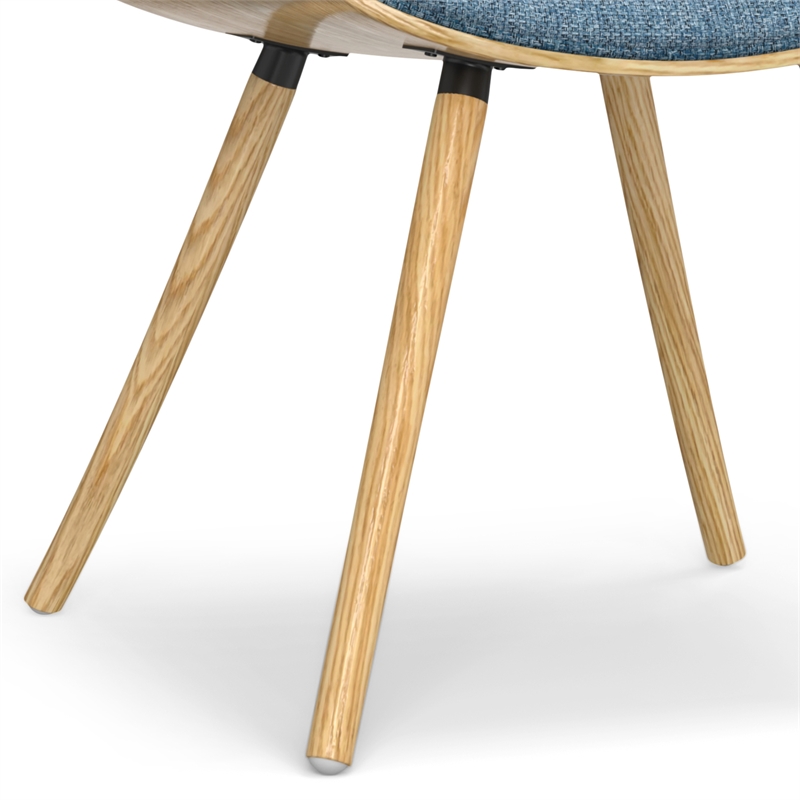 Malden Modern Bentwood Dining Chair with LightWood in Blue Polyester linen