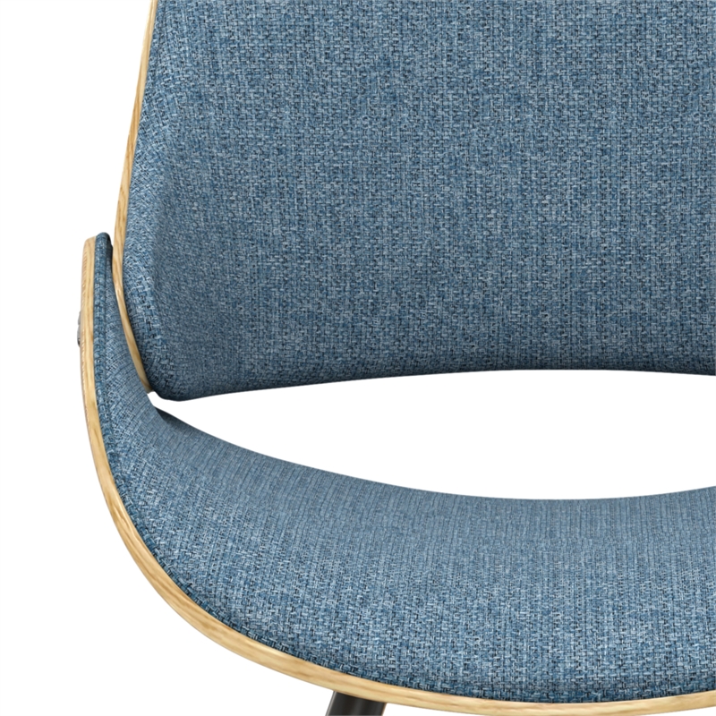Malden Modern Bentwood Dining Chair with LightWood in Blue Polyester linen
