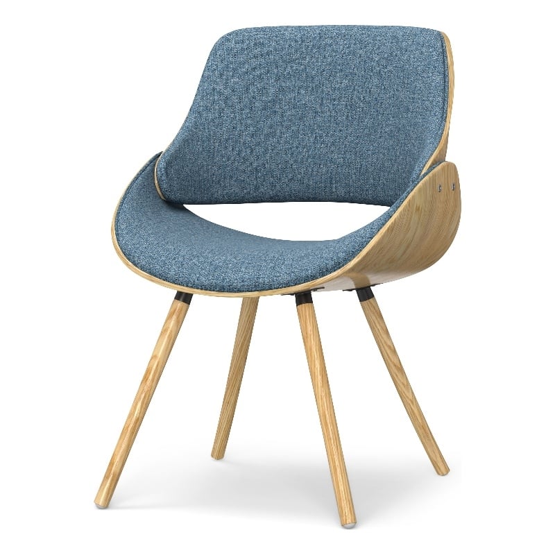Malden Modern Bentwood Dining Chair with LightWood in Blue Polyester linen