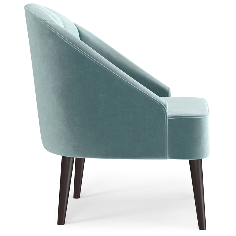 Harrah 29 inch Wide Contemporary Accent Chair in Seafoam Blue Velvet fabric