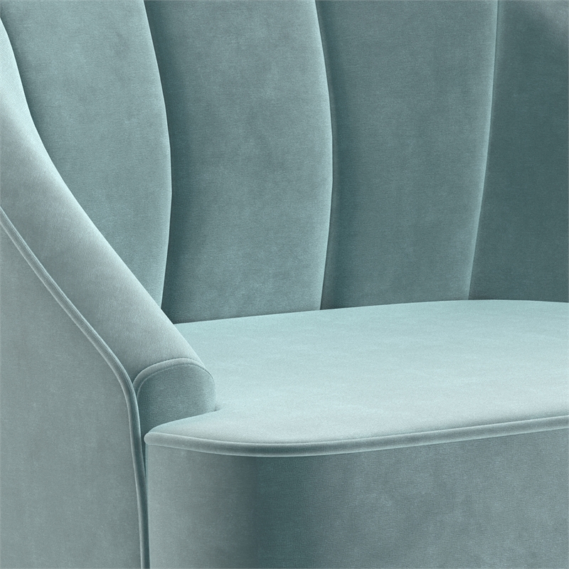 Harrah 29 inch Wide Contemporary Accent Chair in Seafoam Blue Velvet fabric