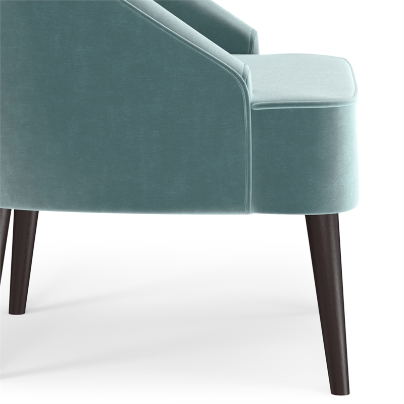 Harrah 29 inch Wide Contemporary Accent Chair in Seafoam Blue Velvet fabric