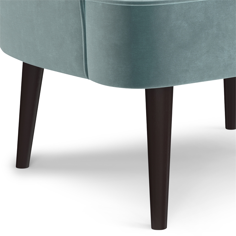 Harrah 29 inch Wide Contemporary Accent Chair in Seafoam Blue Velvet fabric