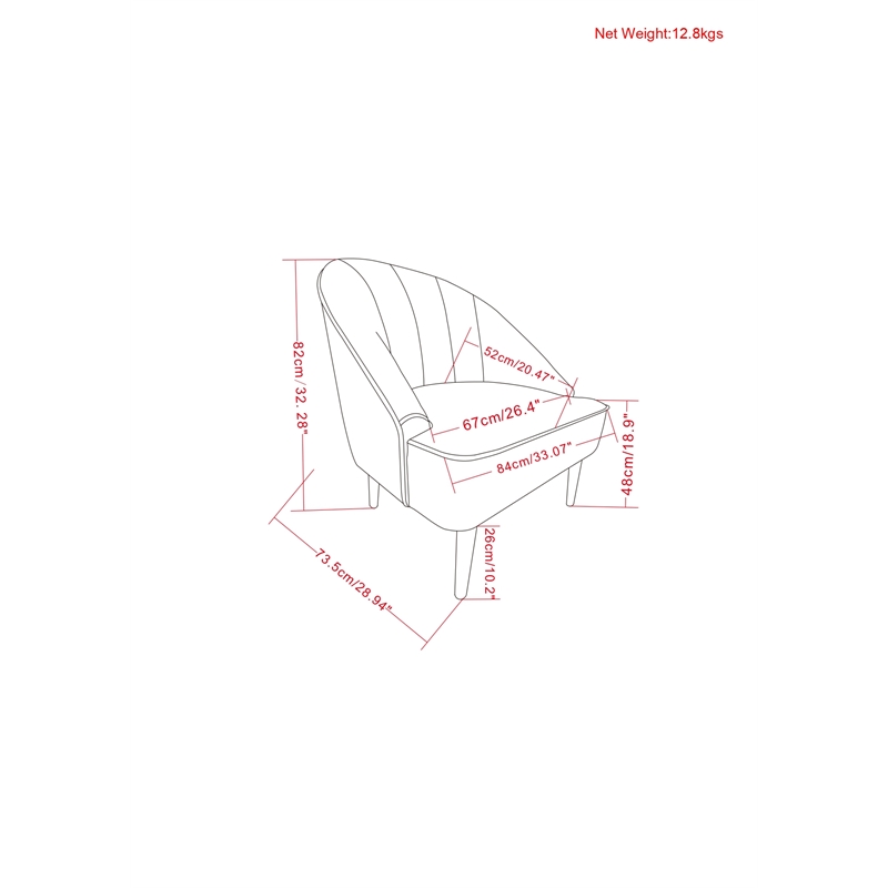 Harrah 29 inch Wide Contemporary Accent Chair in Seafoam Blue Velvet fabric