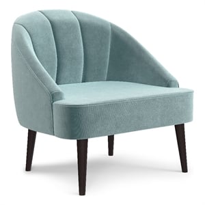 Harrah 29 inch Wide Contemporary Accent Chair in Seafoam Blue Velvet fabric