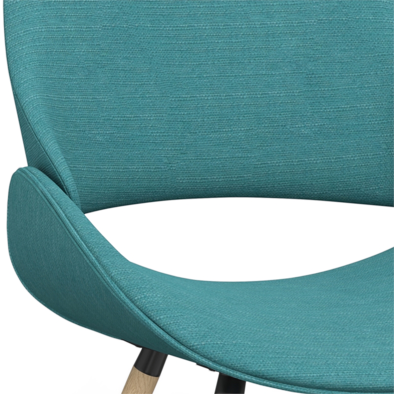 Malden Modern Bentwood DiningChair with Light Wood in Turquoise Polyester linen