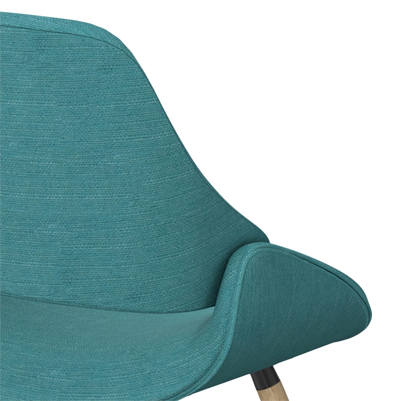 Malden Modern Bentwood DiningChair with Light Wood in Turquoise Polyester linen