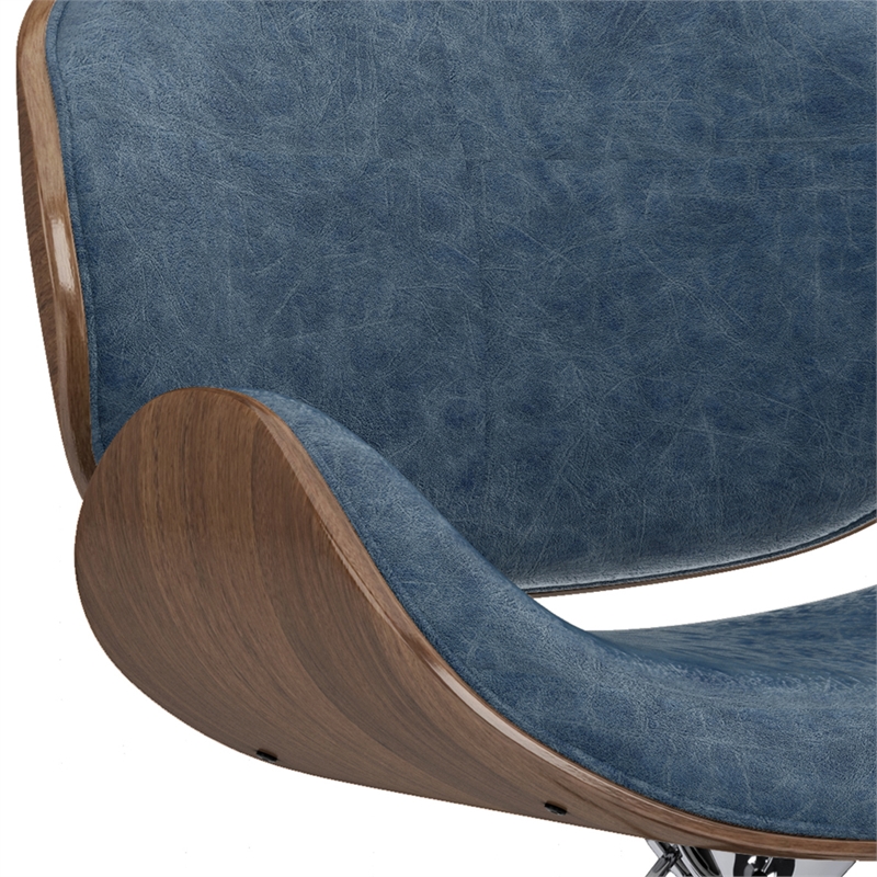 Marana Bentwood Adjustable Swivel Bar Stool Vegan Faux Leather