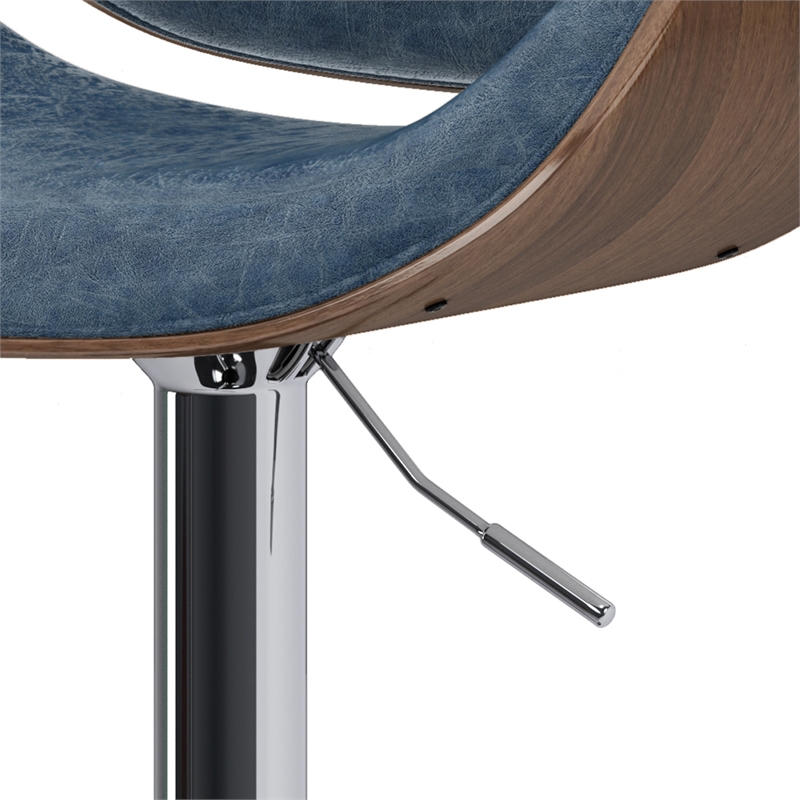 Marana Bentwood Adjustable Swivel Bar Stool Vegan Faux Leather